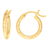 14Kt Yellow Gold Womens Diamond-cut Round Tube Hoop Earrings 2mm-12